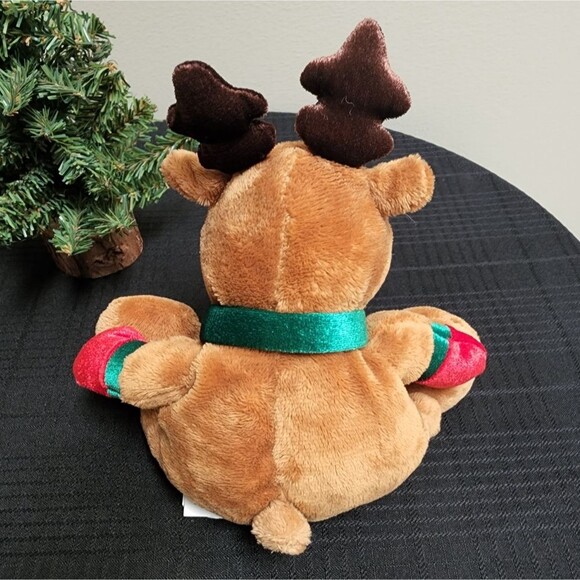 Christmas Reindeer Plush with Big Red Nose and bean bag bottom Holiday Decor - Picture 3 of 6